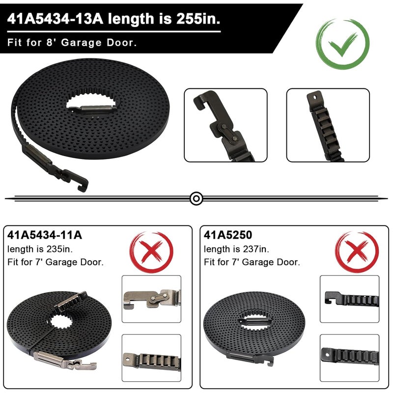 DEEKOOL Upgraded 41A5434-13A Drive Belt 255", 41A5434-13 Garage Door Belt for 8FT High Garage Door Compatible with Chamberlain/Lift-Master/Sentex/Whisper Belt - Image 2
